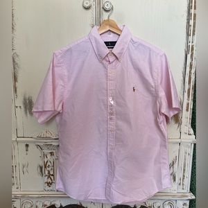 Polo Ralph Lauren Preppy Pink and White Stripe Slim Fit Button Down Size XL